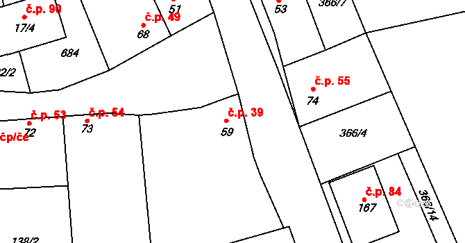 Žižice 39 na parcele st. 59 v KÚ Žižice, Katastrální mapa