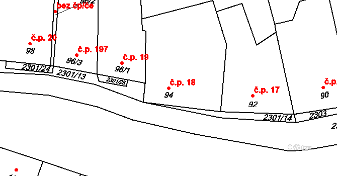 Násedlovice 18 na parcele st. 94 v KÚ Násedlovice, Katastrální mapa