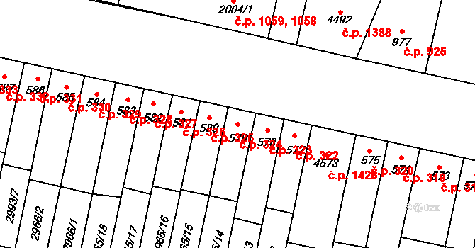Kyjov 324 na parcele st. 579 v KÚ Kyjov, Katastrální mapa