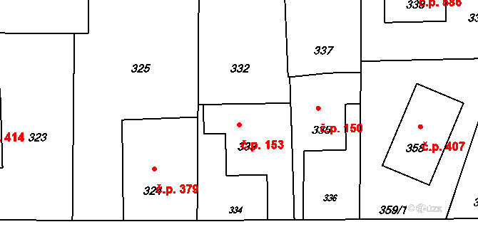 Horní Těrlicko 153, Těrlicko na parcele st. 333 v KÚ Horní Těrlicko, Katastrální mapa