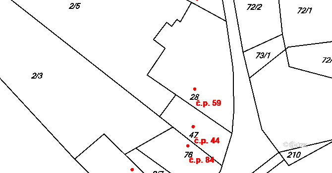 Cerhýnky 59, Cerhenice na parcele st. 199 v KÚ Cerhýnky, Katastrální mapa