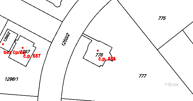 Třeboň II 554, Třeboň na parcele st. 778 v KÚ Třeboň, Katastrální mapa