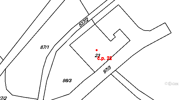 Horní Malá Úpa 22, Malá Úpa na parcele st. 23 v KÚ Horní Malá Úpa, Katastrální mapa