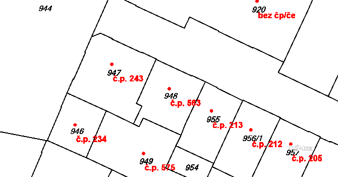 Děčín IV-Podmokly 563, Děčín na parcele st. 948 v KÚ Podmokly, Katastrální mapa
