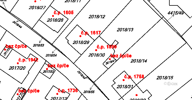 Boskovice 1599 na parcele st. 2018/30 v KÚ Boskovice, Katastrální mapa