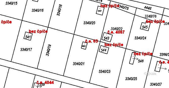 Boršov 63, Moravská Třebová na parcele st. 460 v KÚ Boršov u Moravské Třebové, Katastrální mapa