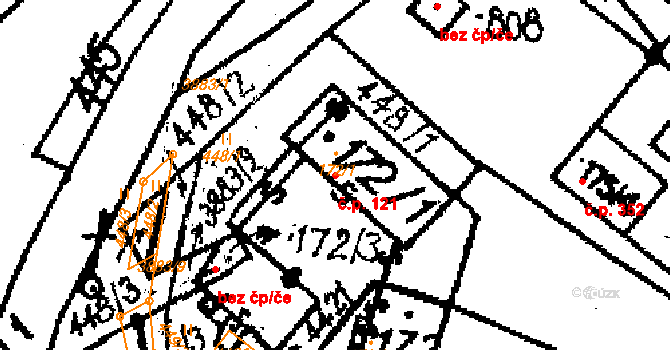 Opatov 121 na parcele st. 172/1 v KÚ Opatov v Čechách, Katastrální mapa