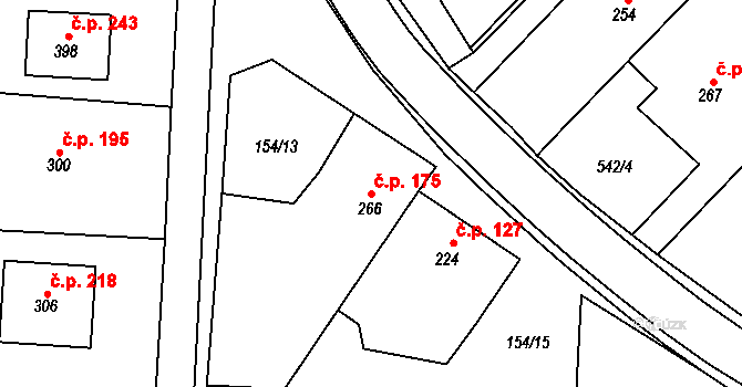 Žeranovice 175 na parcele st. 266 v KÚ Žeranovice, Katastrální mapa