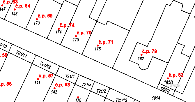 Střížov 71, Drahanovice na parcele st. 176 v KÚ Ludéřov, Katastrální mapa