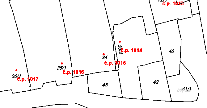 Brníčko 1015, Uničov na parcele st. 34 v KÚ Brníčko, Katastrální mapa