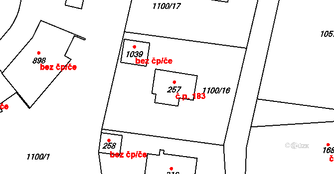 Želivec 183, Sulice na parcele st. 257 v KÚ Sulice, Katastrální mapa