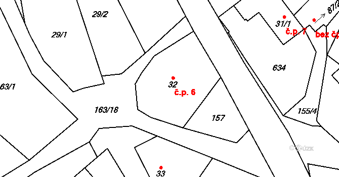 Skála 6, Boháňka na parcele st. 32 v KÚ Boháňka, Katastrální mapa