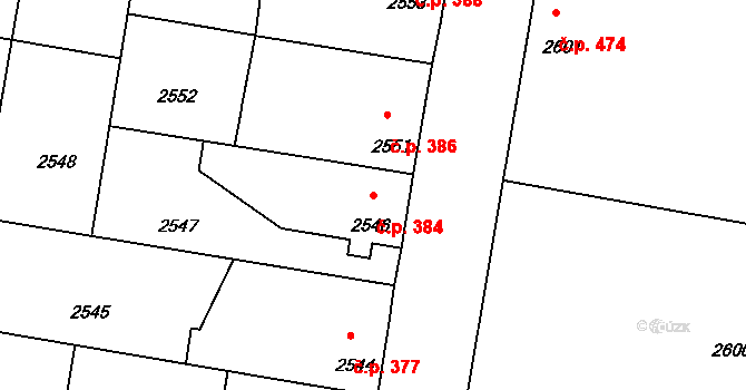 Mimoň I 384, Mimoň na parcele st. 2546 v KÚ Mimoň, Katastrální mapa