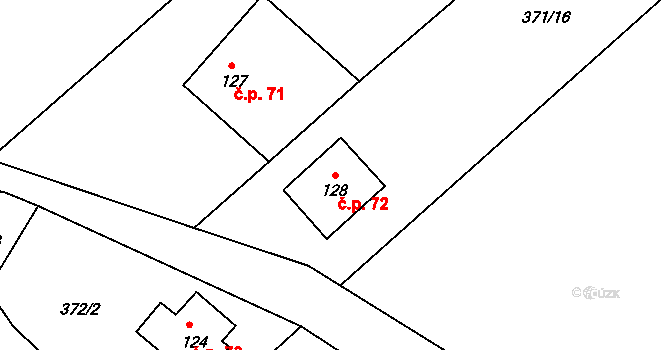 Nedvězí 72, Slaná na parcele st. 128 v KÚ Nedvězí u Semil, Katastrální mapa