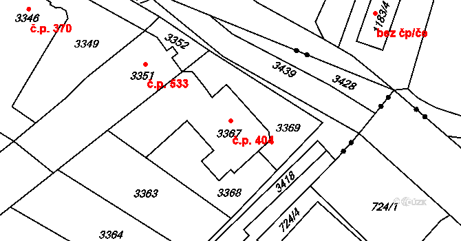 Poruba 404, Orlová na parcele st. 3367 v KÚ Poruba u Orlové, Katastrální mapa