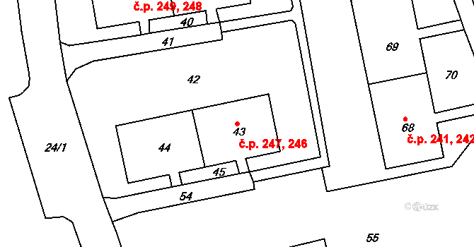 Chlumec 246,247 na parcele st. 44 v KÚ Chlumec u Chabařovic, Katastrální mapa
