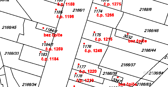 Lysá nad Labem 1248 na parcele st. 1176 v KÚ Lysá nad Labem, Katastrální mapa