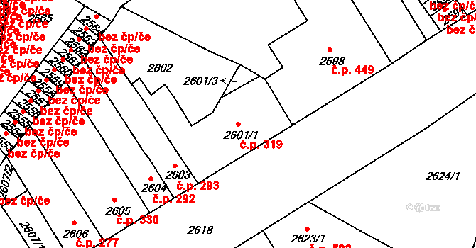 Duchcov 319 na parcele st. 2601/1 v KÚ Duchcov, Katastrální mapa