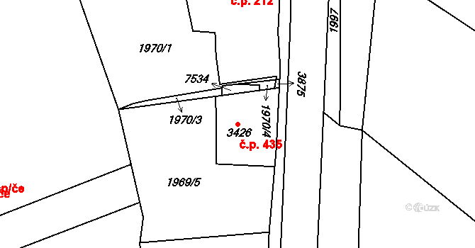 Chrudim II 435, Chrudim na parcele st. 3426 v KÚ Chrudim, Katastrální mapa