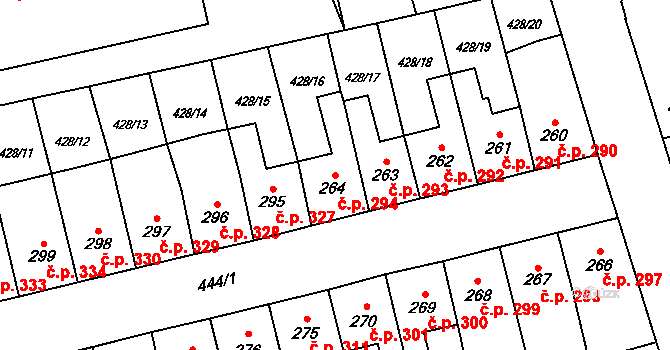 Lány 294, Svitavy na parcele st. 264 v KÚ Čtyřicet Lánů, Katastrální mapa