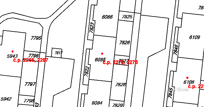 Líšeň 2272,2273, Brno na parcele st. 6085 v KÚ Líšeň, Katastrální mapa