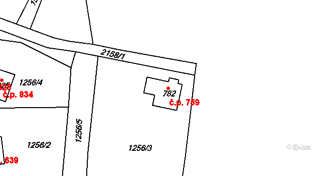 Bublava 759 na parcele st. 782 v KÚ Bublava, Katastrální mapa