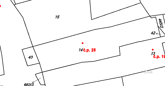 Dubová Lhota 25, Janovice nad Úhlavou na parcele st. 14 v KÚ Dubová Lhota, Katastrální mapa