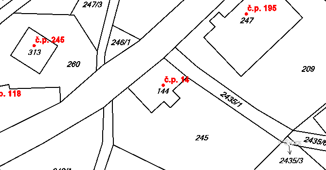 Lukavice 14 na parcele st. 144 v KÚ Lukavice u Rychnova nad Kněžnou, Katastrální mapa