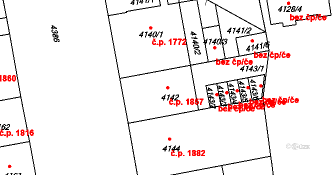 Žižkov 1857, Praha na parcele st. 4142 v KÚ Žižkov, Katastrální mapa