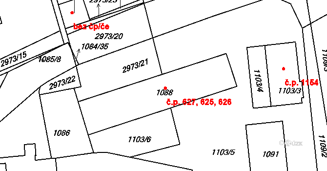 Sedlčany 625,626,627 na parcele st. 1088 v KÚ Sedlčany, Katastrální mapa