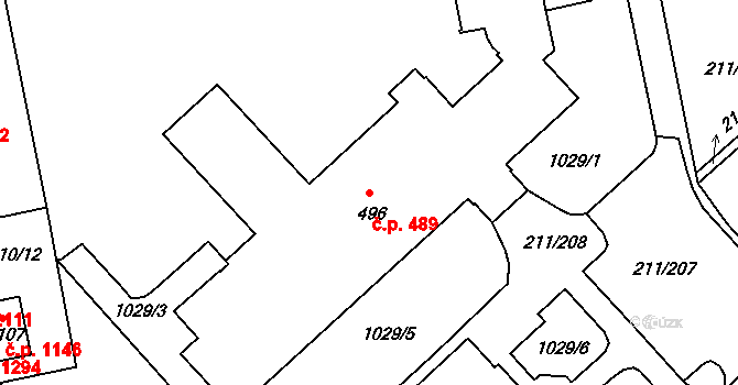 Sezimovo Ústí 489 na parcele st. 496 v KÚ Sezimovo Ústí, Katastrální mapa