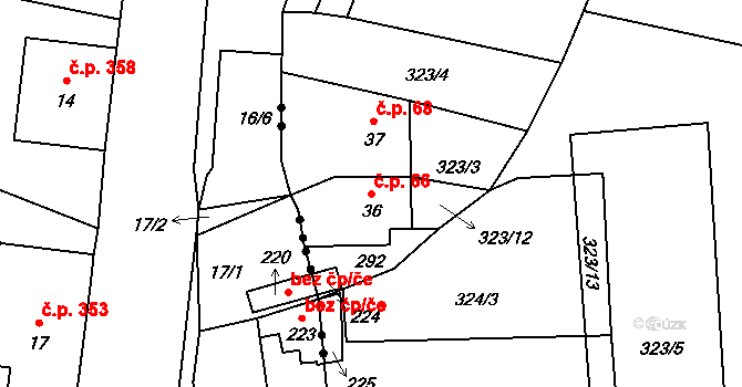 Andělská Hora 66, Chrastava na parcele st. 36 v KÚ Andělská Hora u Chrastavy, Katastrální mapa