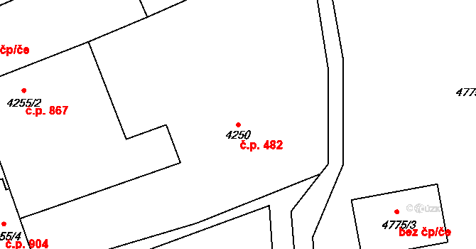 Liberec III-Jeřáb 482, Liberec na parcele st. 4250 v KÚ Liberec, Katastrální mapa