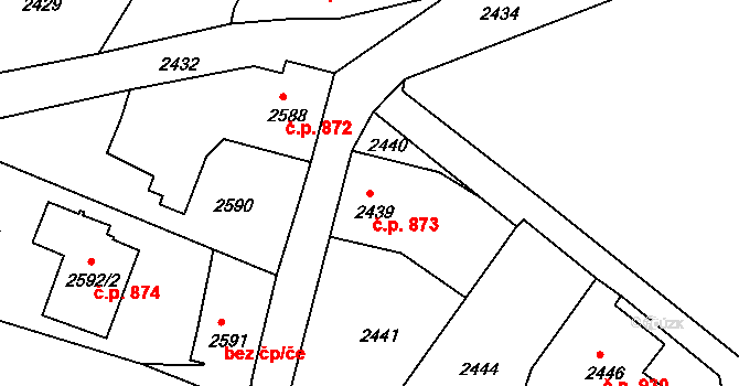 Rumburk 1 873, Rumburk na parcele st. 2439 v KÚ Rumburk, Katastrální mapa