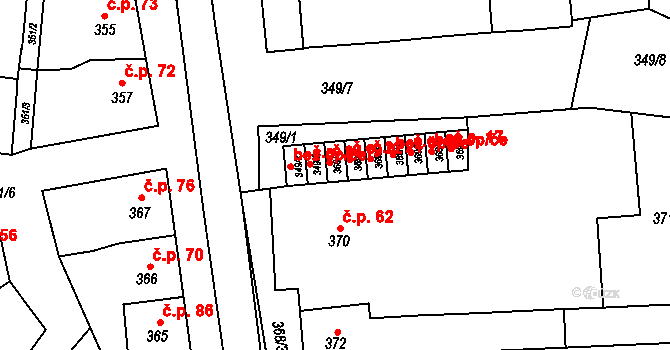 Jiříkovice 19 na parcele st. 369/1 v KÚ Jiříkovice, Katastrální mapa