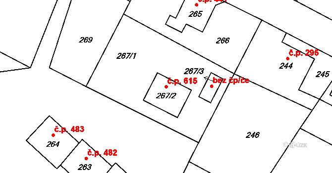 Vrbno pod Pradědem 615 na parcele st. 267/2 v KÚ Vrbno pod Pradědem, Katastrální mapa