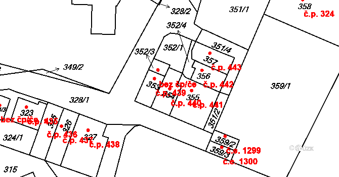 Děčín XXXII-Boletice nad Labem 440, Děčín na parcele st. 354 v KÚ Boletice nad Labem, Katastrální mapa