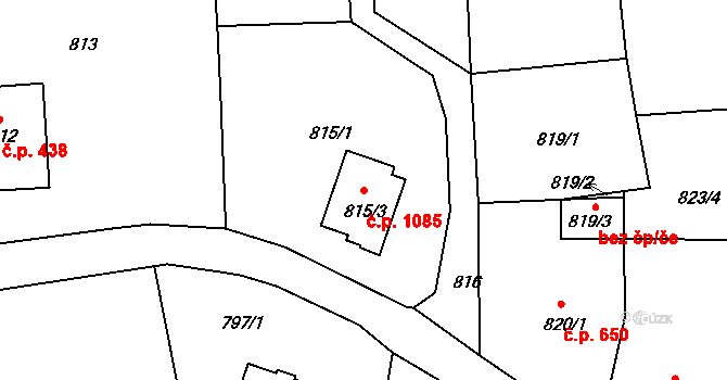Šluknov 1085 na parcele st. 815/3 v KÚ Šluknov, Katastrální mapa