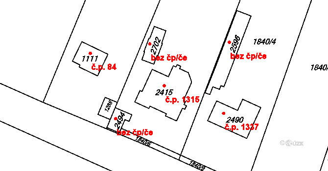 Třebechovice pod Orebem 1315 na parcele st. 2415 v KÚ Třebechovice pod Orebem, Katastrální mapa