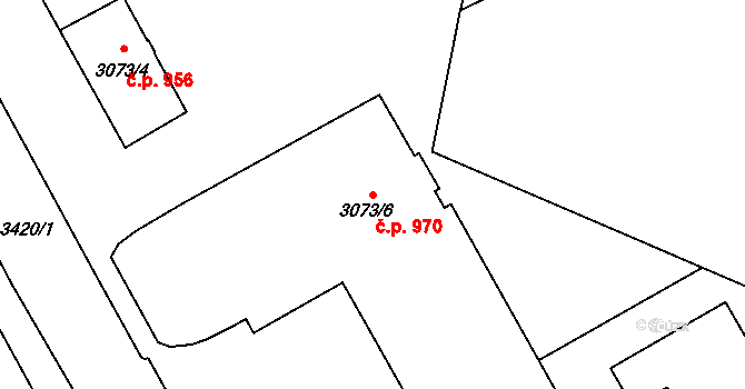 Poruba 970, Orlová na parcele st. 3073/6 v KÚ Poruba u Orlové, Katastrální mapa