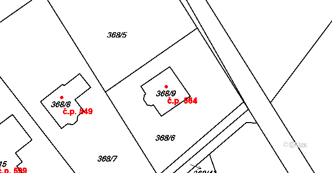 Krmelín 564 na parcele st. 368/9 v KÚ Krmelín, Katastrální mapa