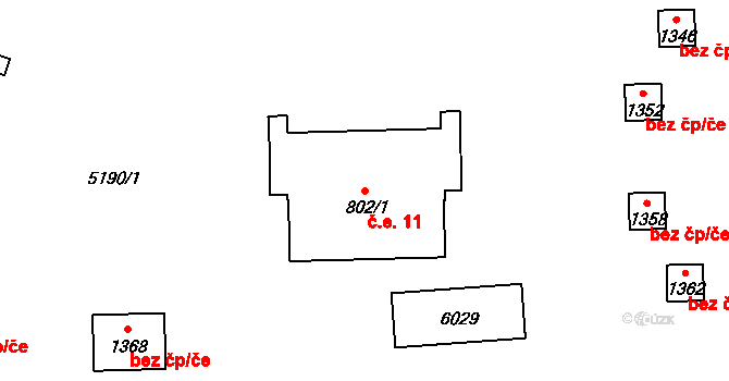 Tomášov 11, Mikulášovice na parcele st. 802/1 v KÚ Mikulášovice, Katastrální mapa