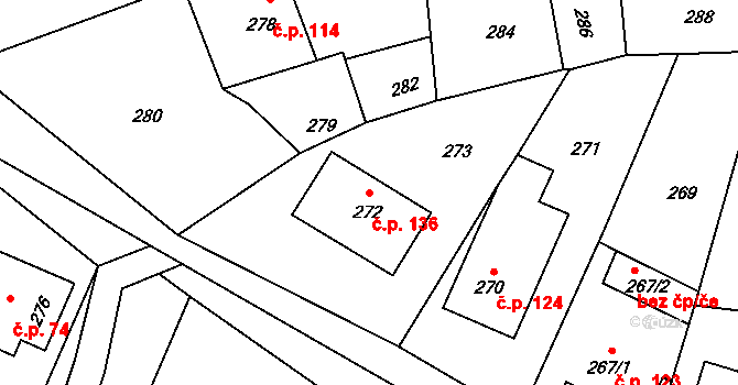 Habrůvka 136 na parcele st. 272 v KÚ Habrůvka, Katastrální mapa