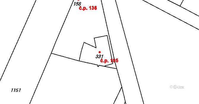 Žopy 195, Holešov na parcele st. 331 v KÚ Žopy, Katastrální mapa