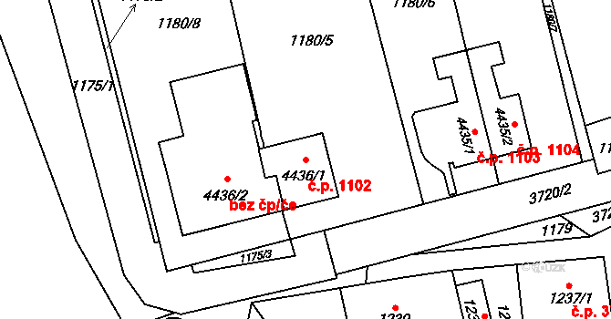 Žamberk 1102 na parcele st. 4436/1 v KÚ Žamberk, Katastrální mapa