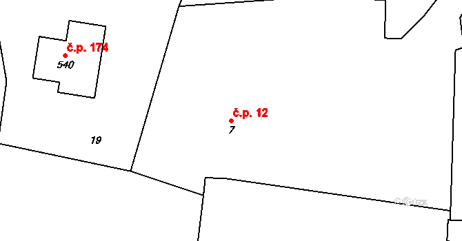 Pecerady 12, Týnec nad Sázavou na parcele st. 7 v KÚ Pecerady, Katastrální mapa