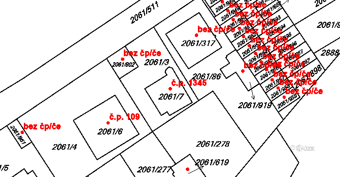 České Budějovice 2 1345, České Budějovice na parcele st. 2061/7 v KÚ České Budějovice 2, Katastrální mapa