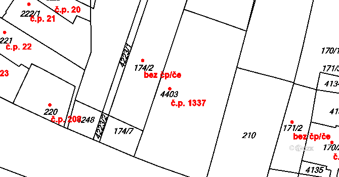 Kyjov 1337 na parcele st. 4403 v KÚ Kyjov, Katastrální mapa