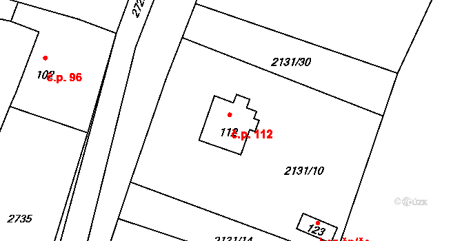 Ovesné Kladruby 112 na parcele st. 112 v KÚ Ovesné Kladruby, Katastrální mapa