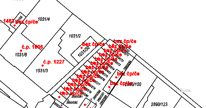 Opava 38110351 na parcele st. 2890/273 v KÚ Opava-Předměstí, Katastrální mapa